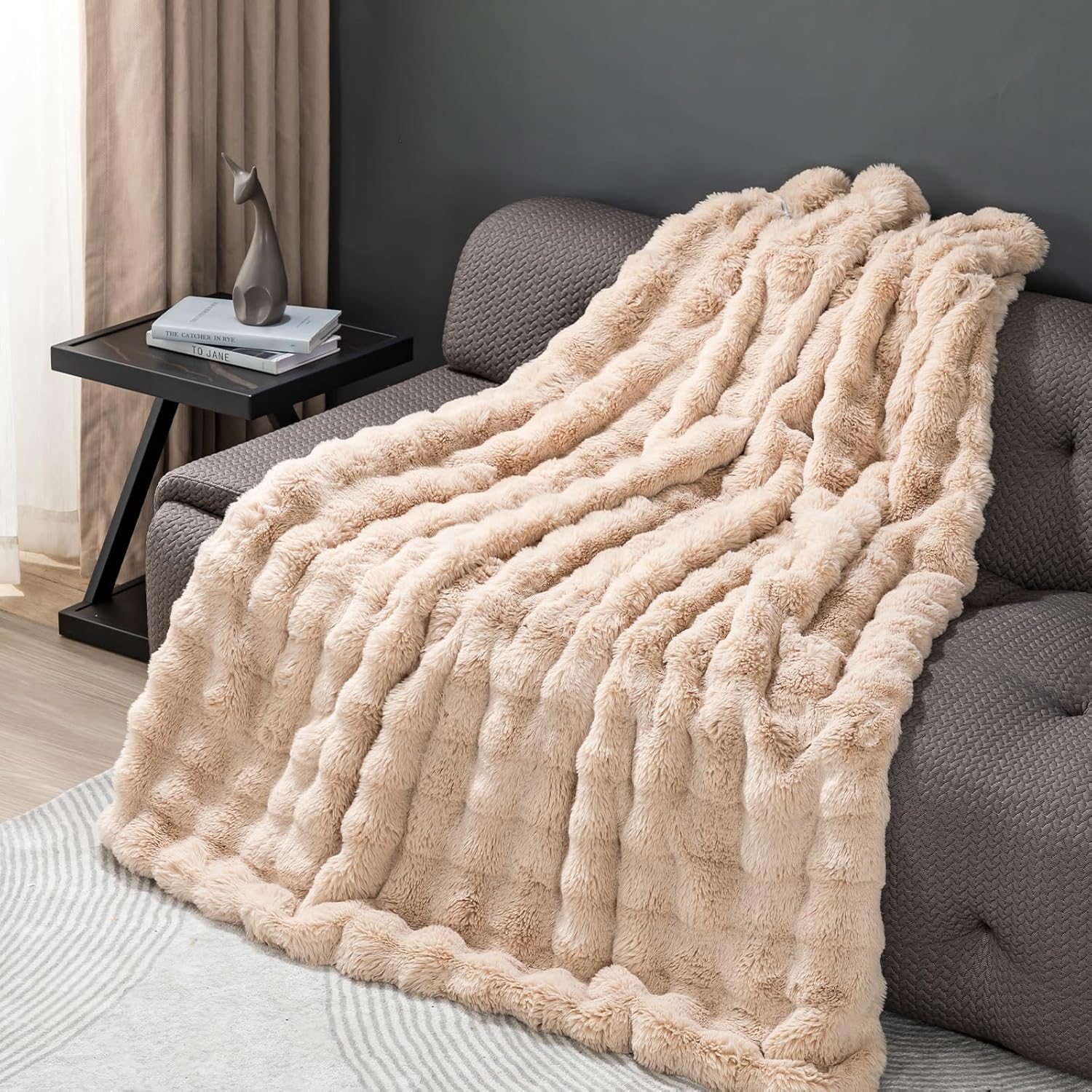 Heated Throw Blanket Electric - Washable Faux Rabbit Fur Heated Blanket | with 10 Heating Levels 8 Hours Auto Off Fast Heating & Over-Heat Protection