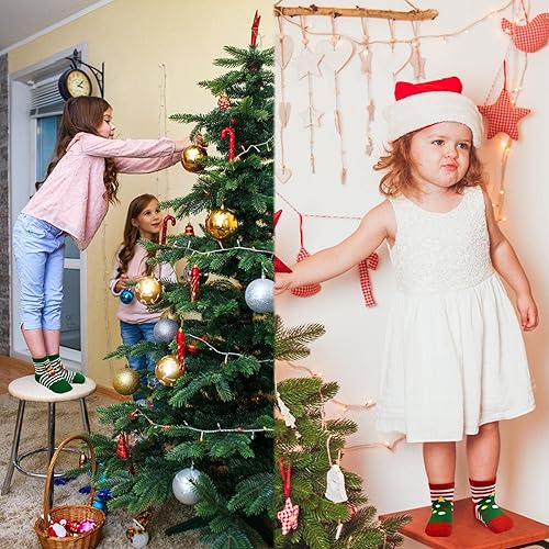 Miniatura 4 de Calcetines de Navidad para niños, calcetines para niños recién nacidos (0 a 9 años), 6 pares de calcetines navideños para bebés