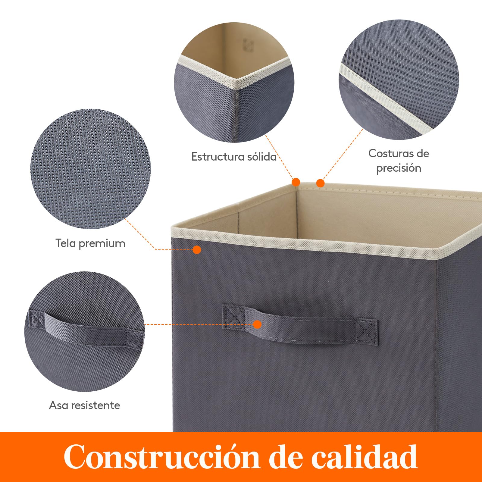 Lifewit Juego de 10 Cubos de almacenamiento plegables, Cestas de Almacenamiento de Tela, Cajas de Almacenamiento con asas, Organizadores para ropa, Juguetes, 33 x 33 x 33 cm, 36 L, Gris