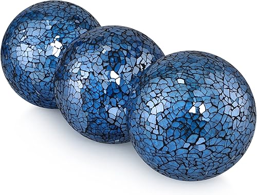 Miniatura 37 de MDLUU Orbes decorativos de 4 pulgadas, bolas de esfera de mosaico, bolas de centro de mesa para cuencos, jarrones, decoración de mesa de comedor