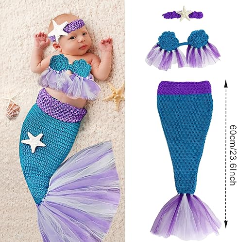 Miniatura 2 de Traje de bebé recién nacido, de ganchillo, accesorios de fotografía, brasier de sirena, trajes de cola para bebé, traje de fotos, ropa de ganchillo