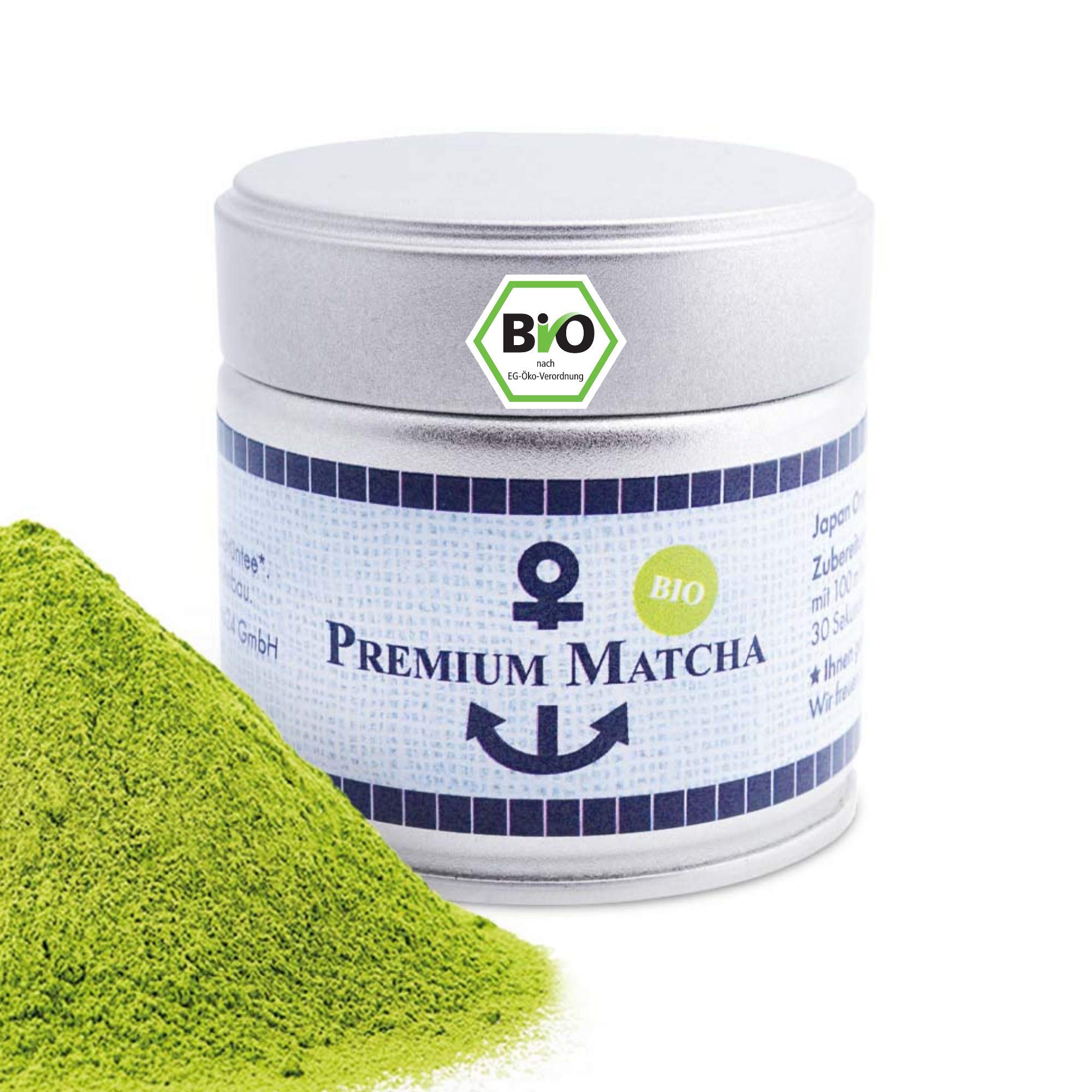 Matchatee Premium Bio aus Japan, Ceremonial Grade, Pestizidfrei, Matcha-Pulver extrafein in der 3x30 g Dose, mild intensive Grünteenote, geeignet für Matcha Latte, Smoothie, Zeremonielle Qualität
