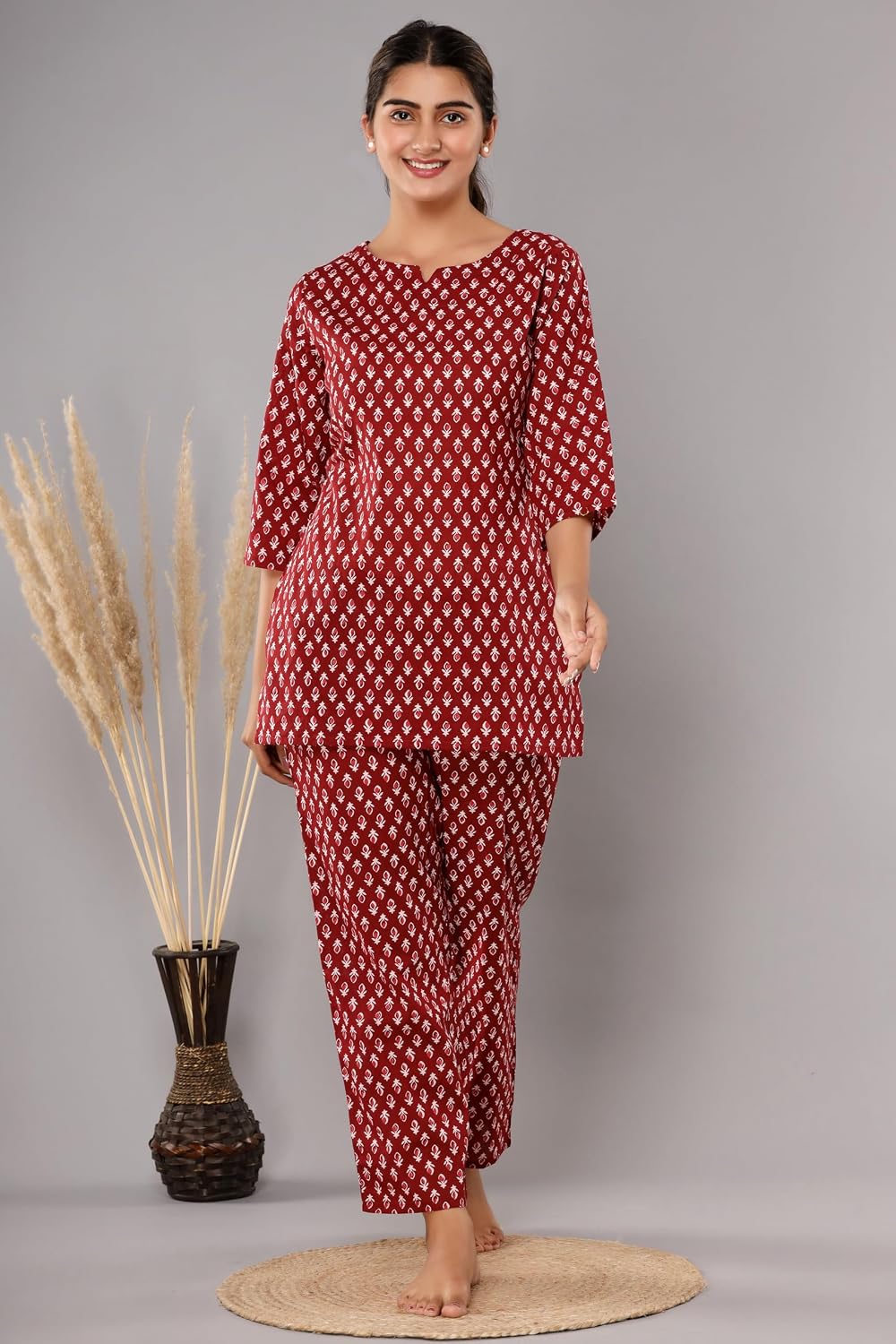 Women Printed 1 top, 1 pyjama Cotton KC311 Maroon 2 Night Suit Set - Review, Price and Buying Guide