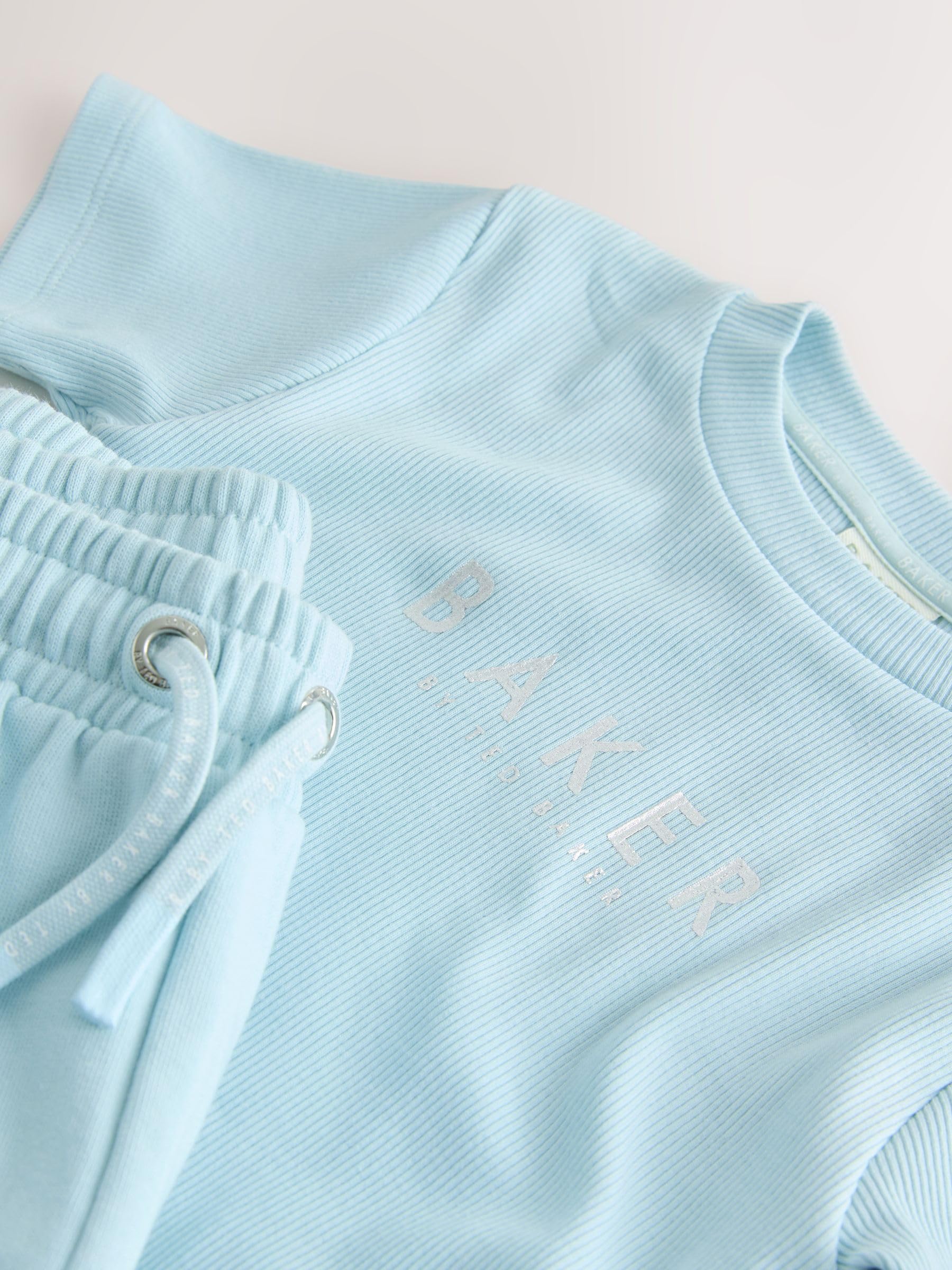 Mädchen Geripptes T-Shirt mit Volants und Shorts im 2-teiligen Set