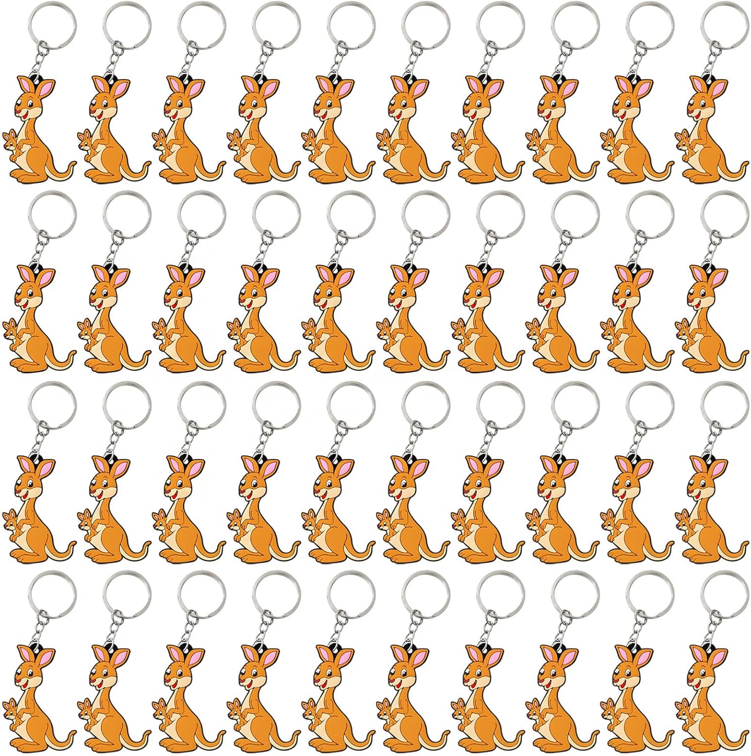 40 Pack Kangaroo Keychains Party Favors for Safari Animal Themed Baby Shower, Family Mama Baby Party, Birthday, Wedding, School Carnival Rewards, Classroom Prize