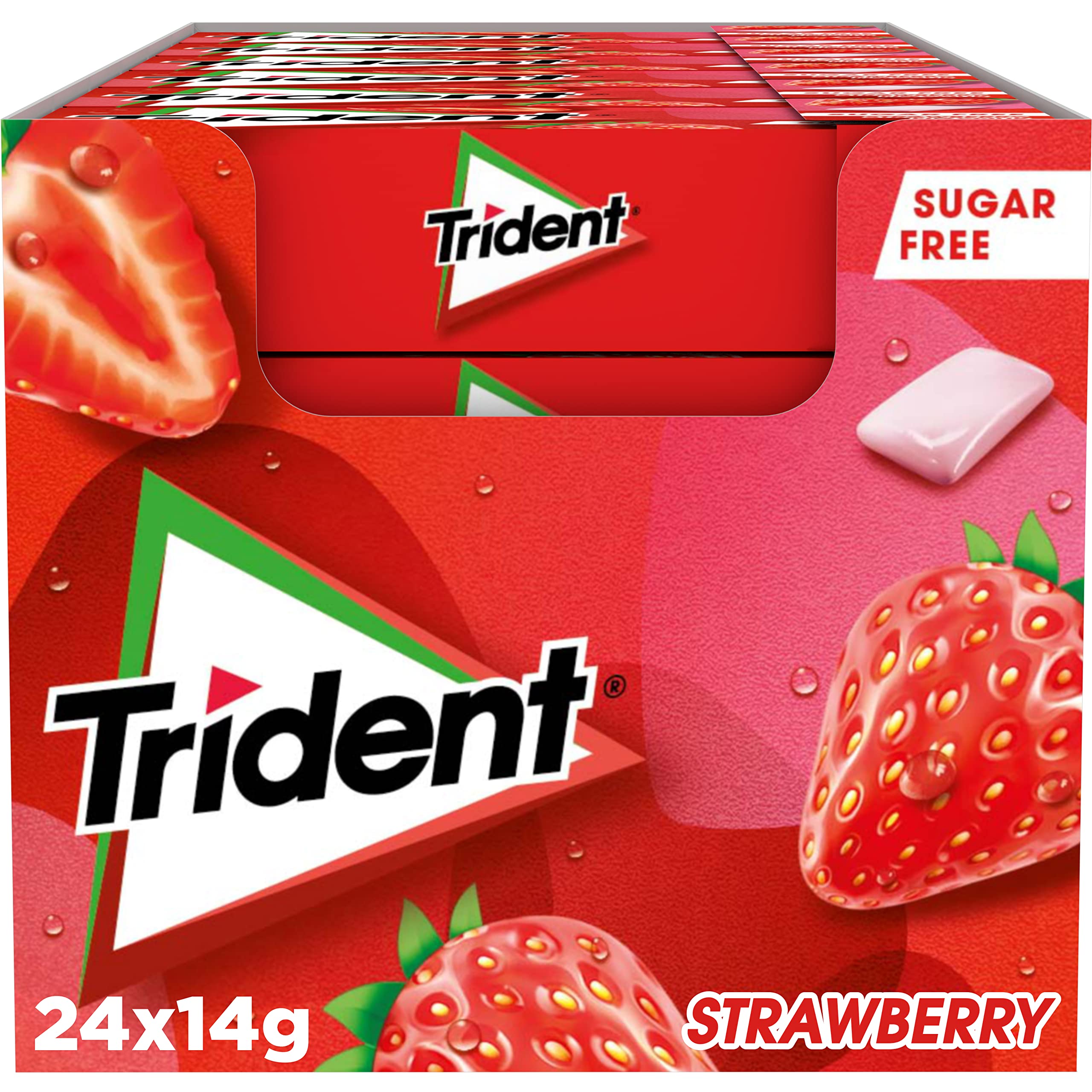 Trident Fresh Gragea Fresa Chicles sin Azúcar con Sabor a Fresa Paquete de 24 Envases de 14,5 g