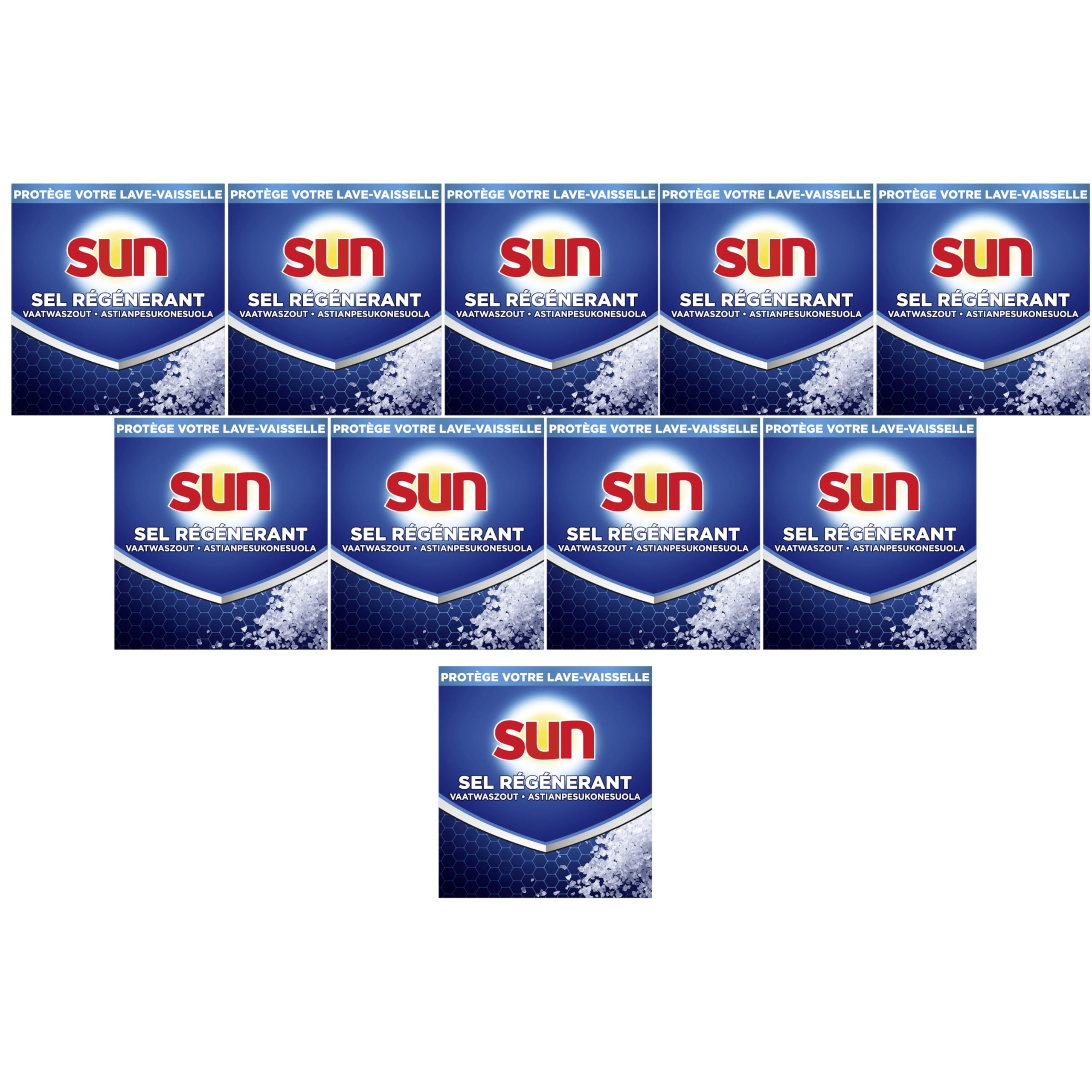 SUN CLASSIC - Sel Regénérant 1Kg pour lave-vaisselle - Lot de 10 - PACK XXL