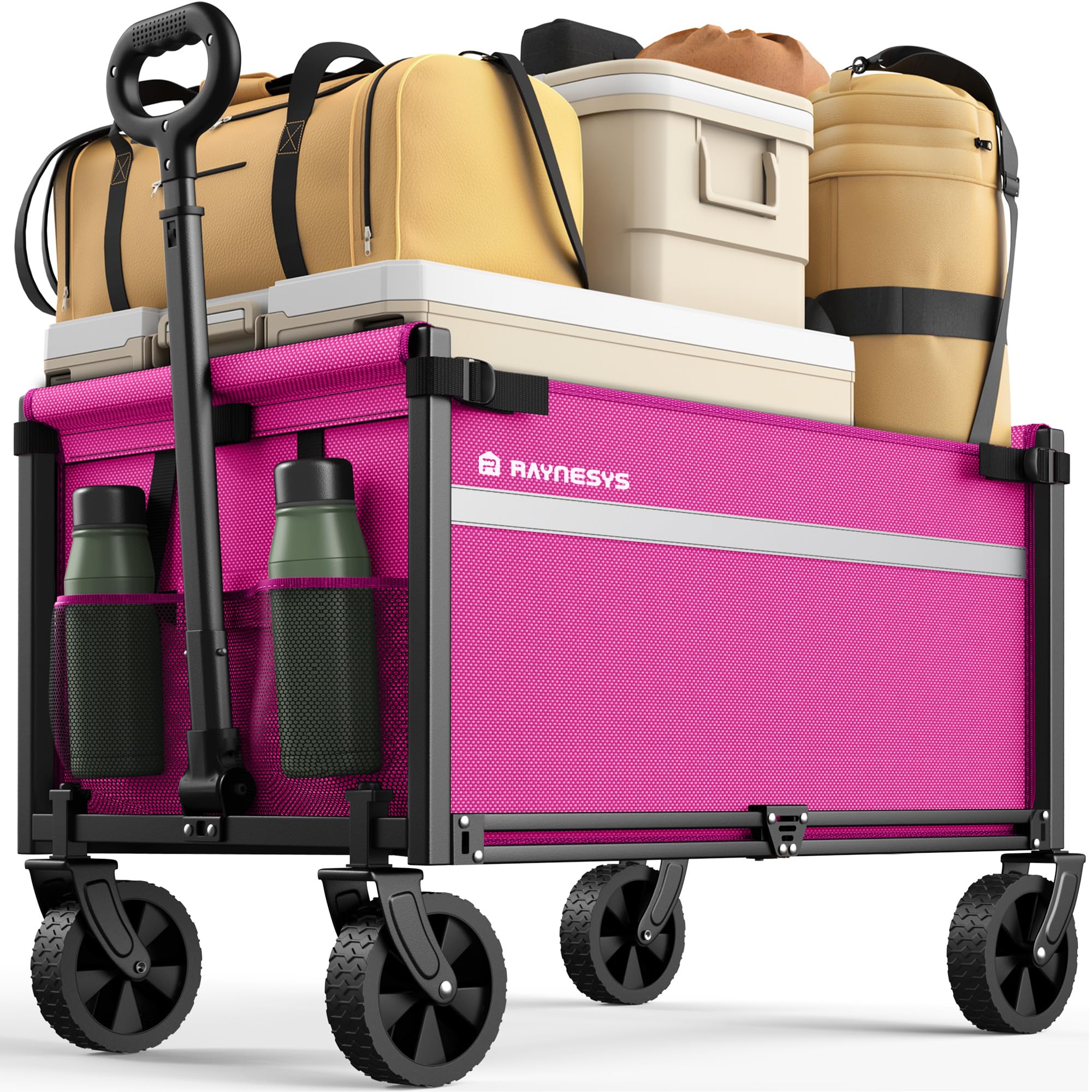 Collapsible Wagon Cart with Wheels, 330LBS for Grocery Shopping Camping