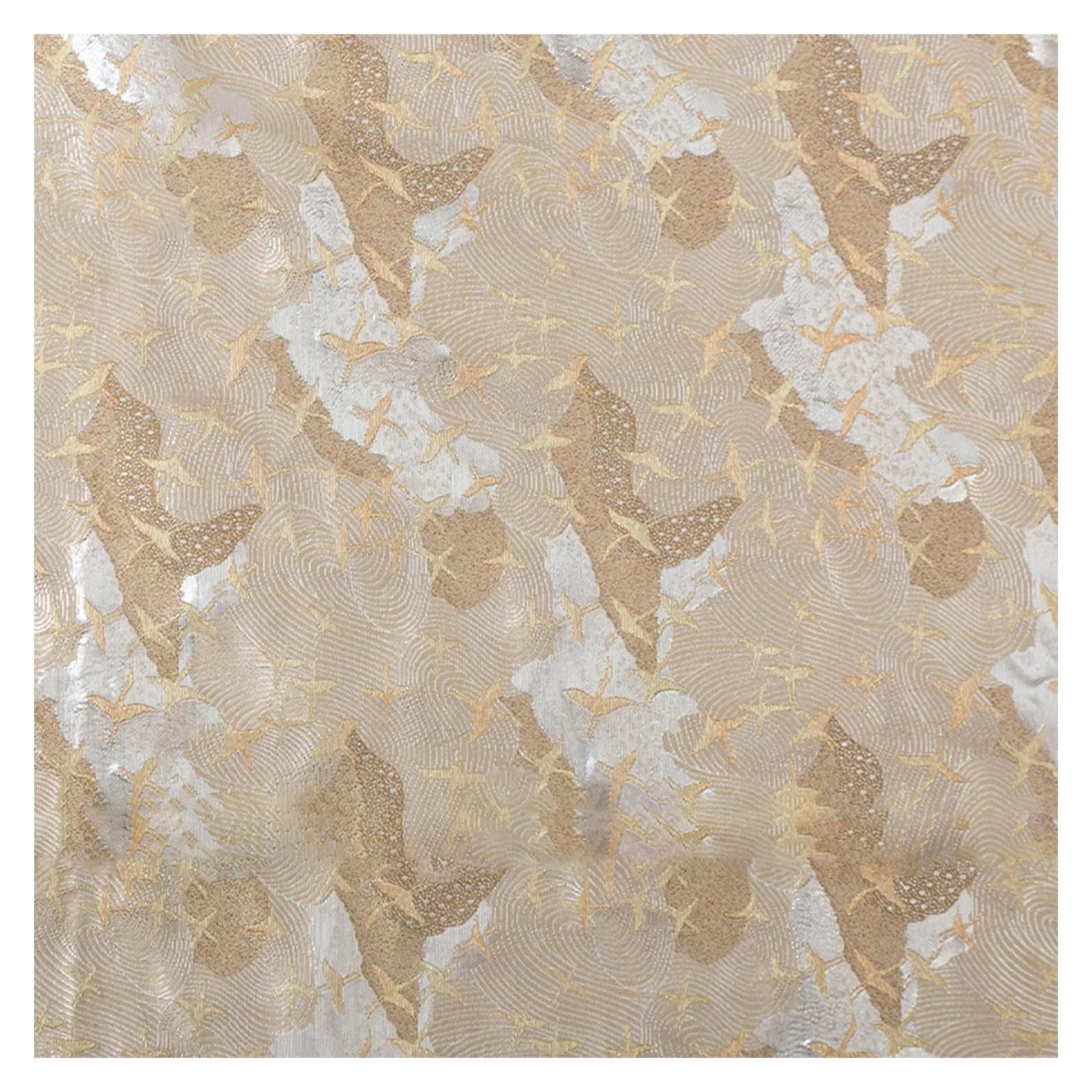 Tissu Nishijin jaune de 75x50cm à motif oiseau volant pour articles ménagers