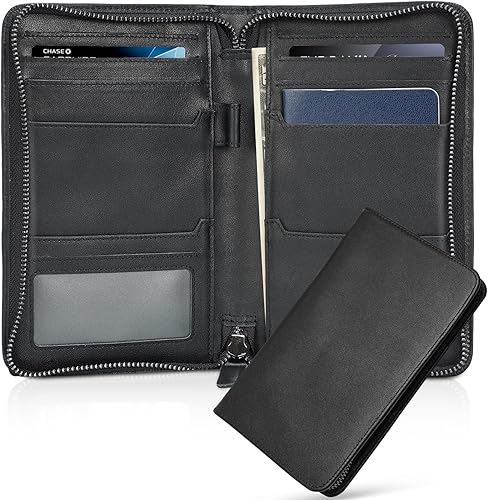 Cartera de viaje para pasaporte, funda de cuero para pasaporte, cartera de pasaporte para hombres, soporte para pasaporte familiar para 4, funda