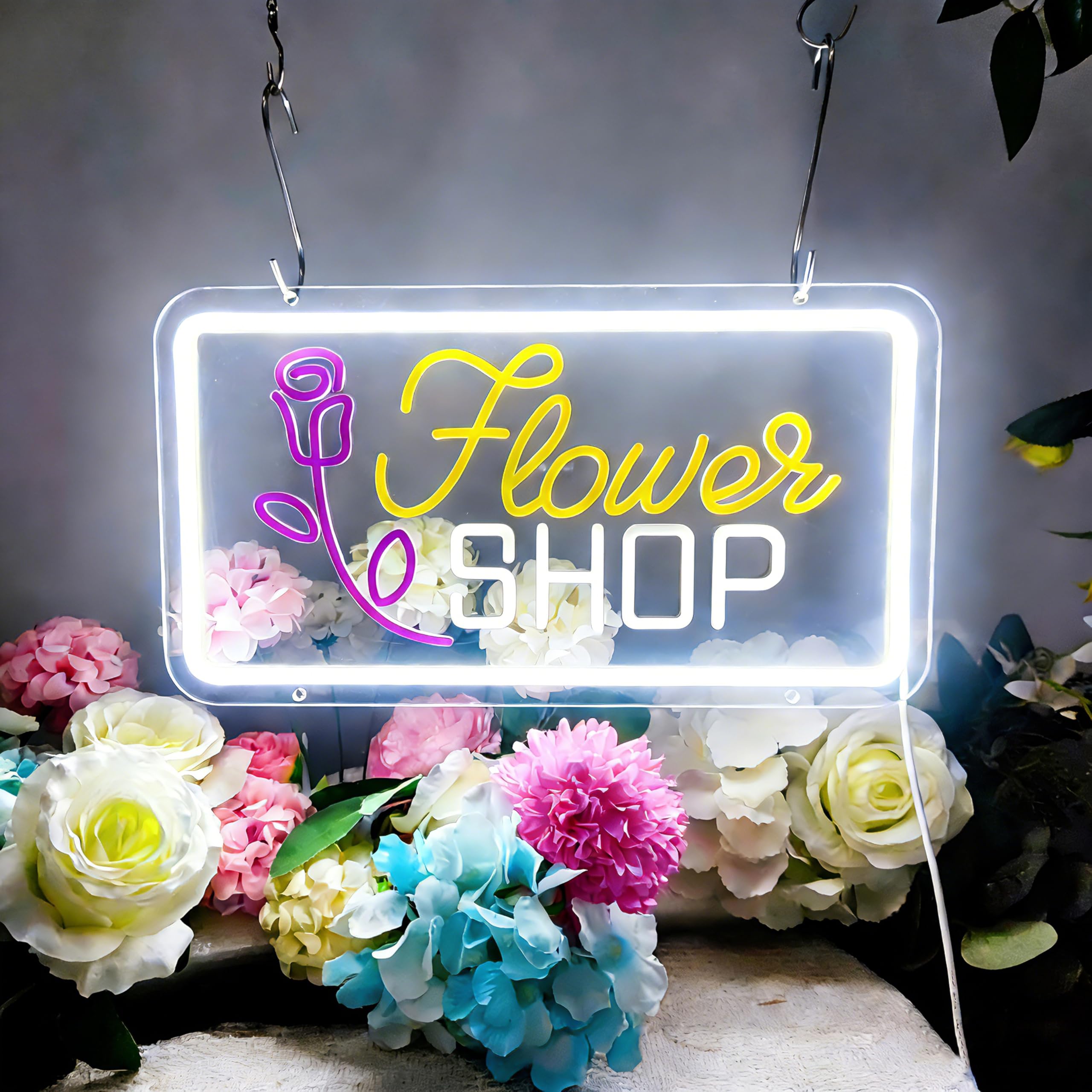 Flower Shop Neon Sign for Wall Decor,Led Neon Lights for Bedroom