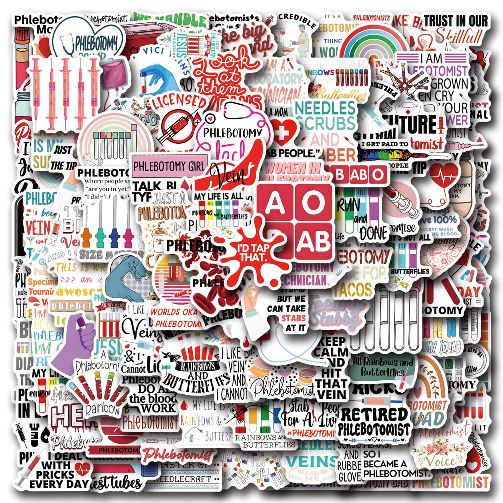 Phlebotomy Stickers Decals, Phlebotomist Vinyl Stickers Decals for Laptop Water Bottle Bumper Luggage Computer Skateboard. Gift for Kids Girls Teens