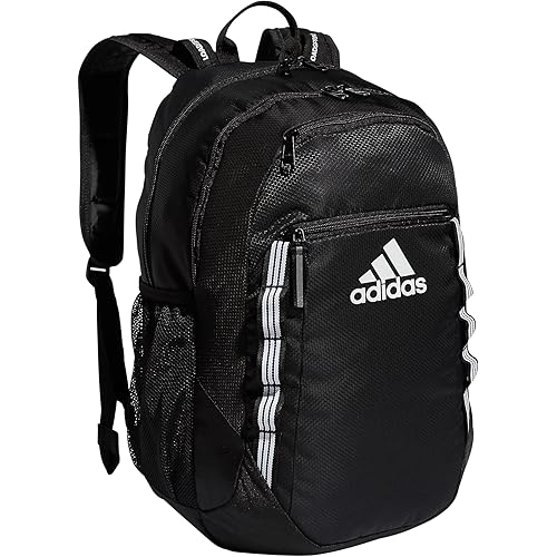 adidas Excel 6 Backpack, Black/White 3 Stripe Webbing, One Size