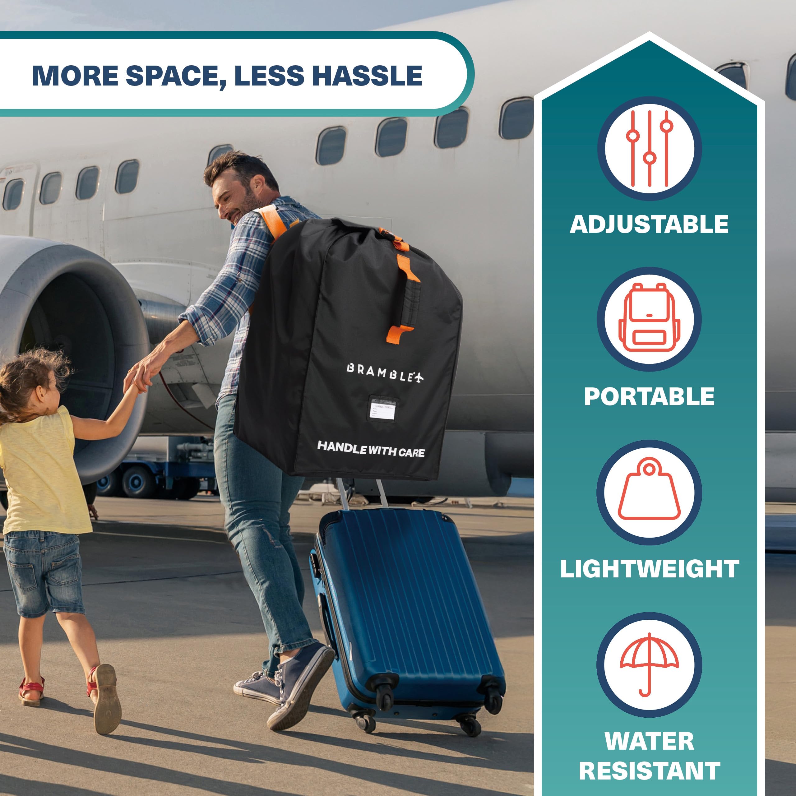 Bramble Borsa da Viaggio Seggiolino Auto Aereo Gate Check Nylon Balistico Idrorepellente 80 x 45 x 45 cm Nero