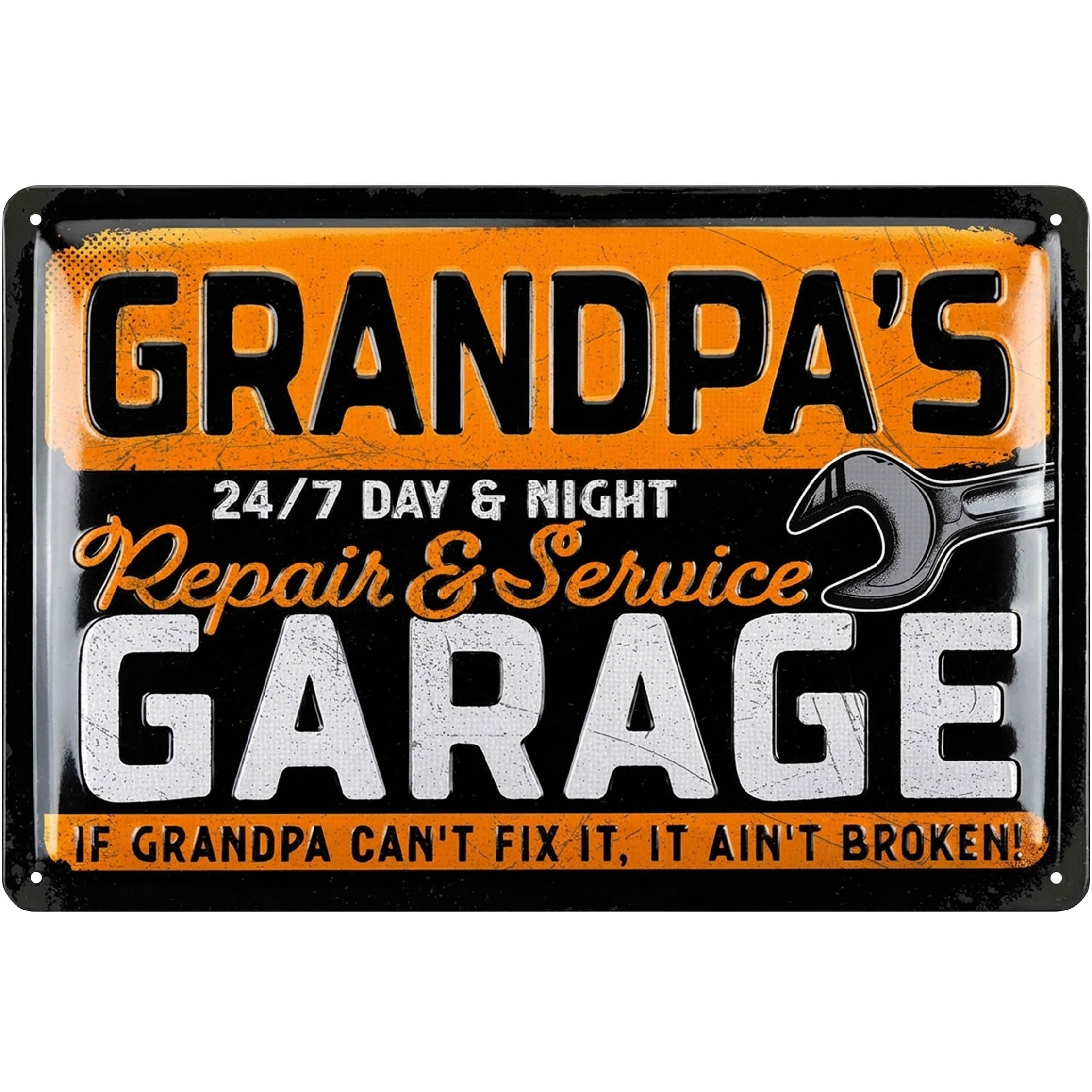 LANOLU Retro Tin Sign - Grandpa Service Sign for Grandpa's Workshop, Father's Day Gift for Grandpa - Best Grandpa Sign - Gift Workshop - Wenn Opa es nicht reparieren kann 20 x 30 cm