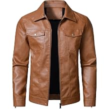 Mens Leather Jacket Motorcycle Biker Jackets Casual Lightweight Faux Leather Outwear