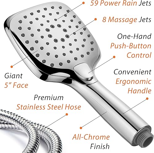 Miniatura 6 de HotelSpa - Cabezal de ducha tipo lluvia de 10.5 pulgadas, práctico botón de control de flujo con botón pulsador para un fácil manejo con una sola