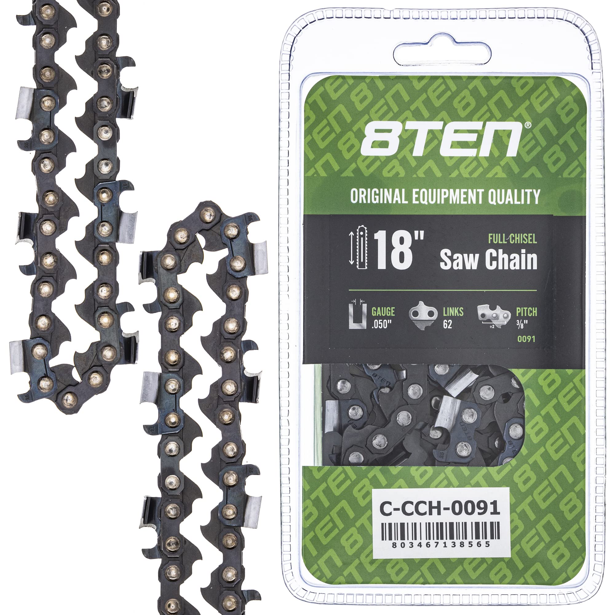 Amazon.com: 8TEN Full Chisel Chainsaw Chain 18 Inch .050 3/8 62DL