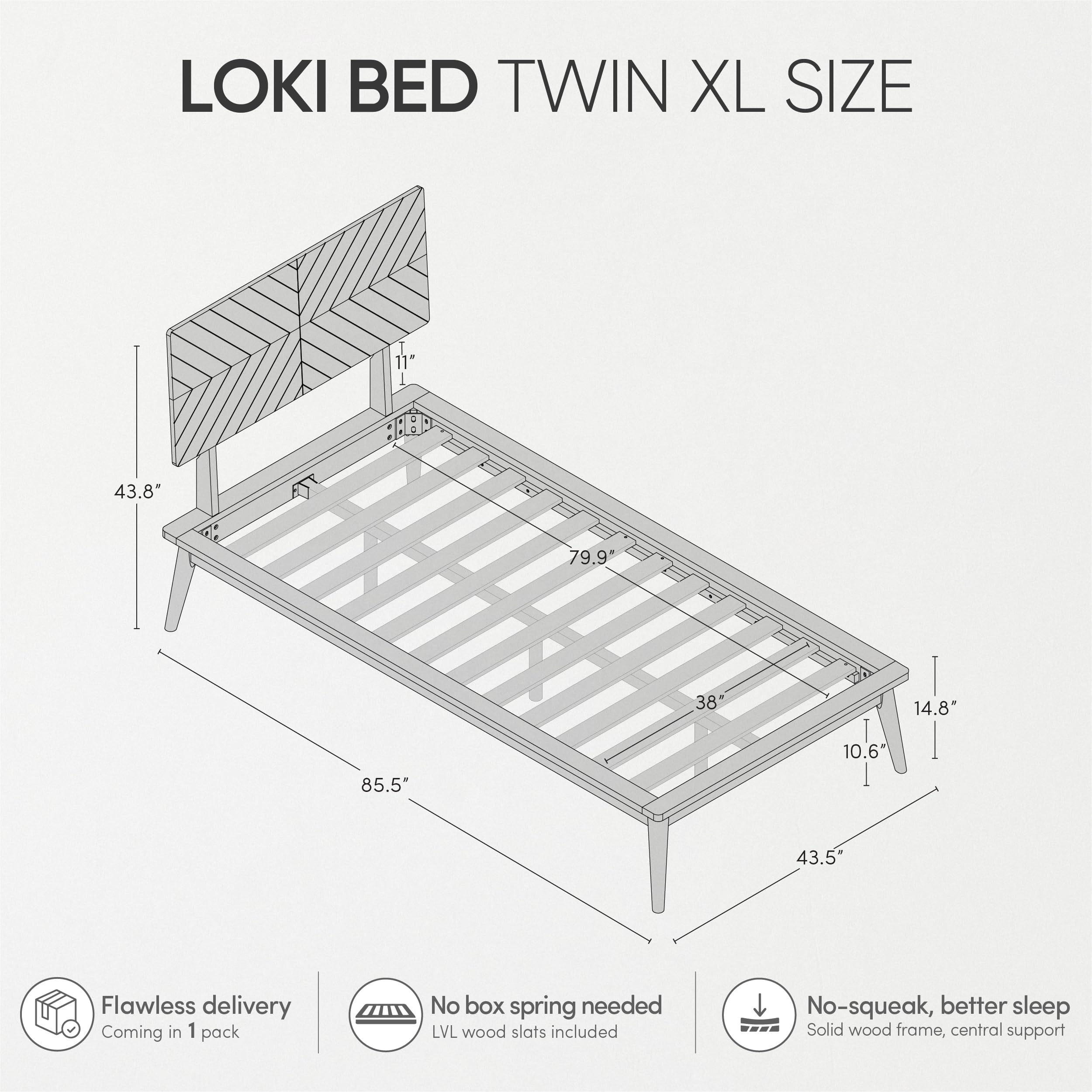 Amazon.com: AllForWood Loki Premium Solid Wood Bed Frame Twin XL
