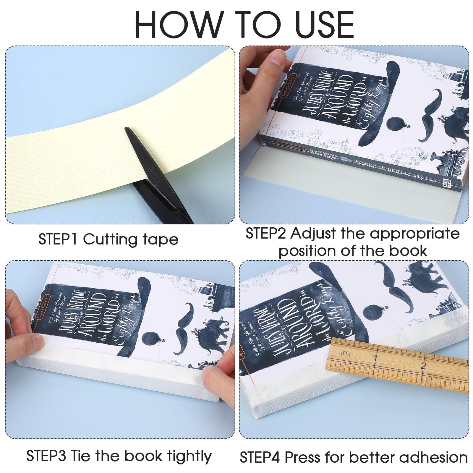 Mozeat Bookbinding Tape - 33ft White Cloth Tape for Book Spine Repair