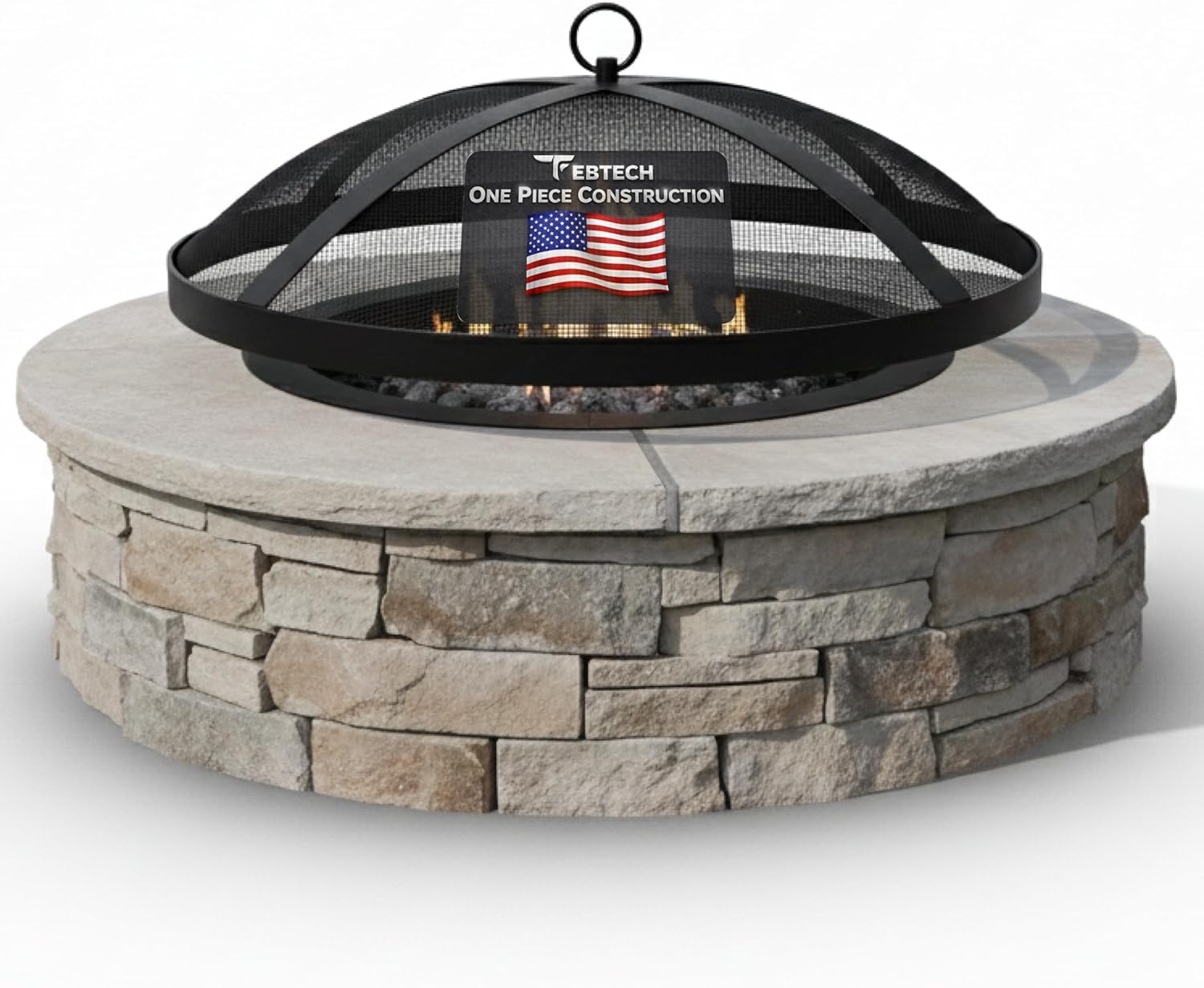 FEBTECH Fire Pit Screen Cover Round 36 Inch - One-Piece Construction Heavy Duty Mesh Fire Pit Screen with Hook, Fire Pit Spark Screen for Outdoor, Patio, Backyard, RV Camping and Beach Firepit Safety