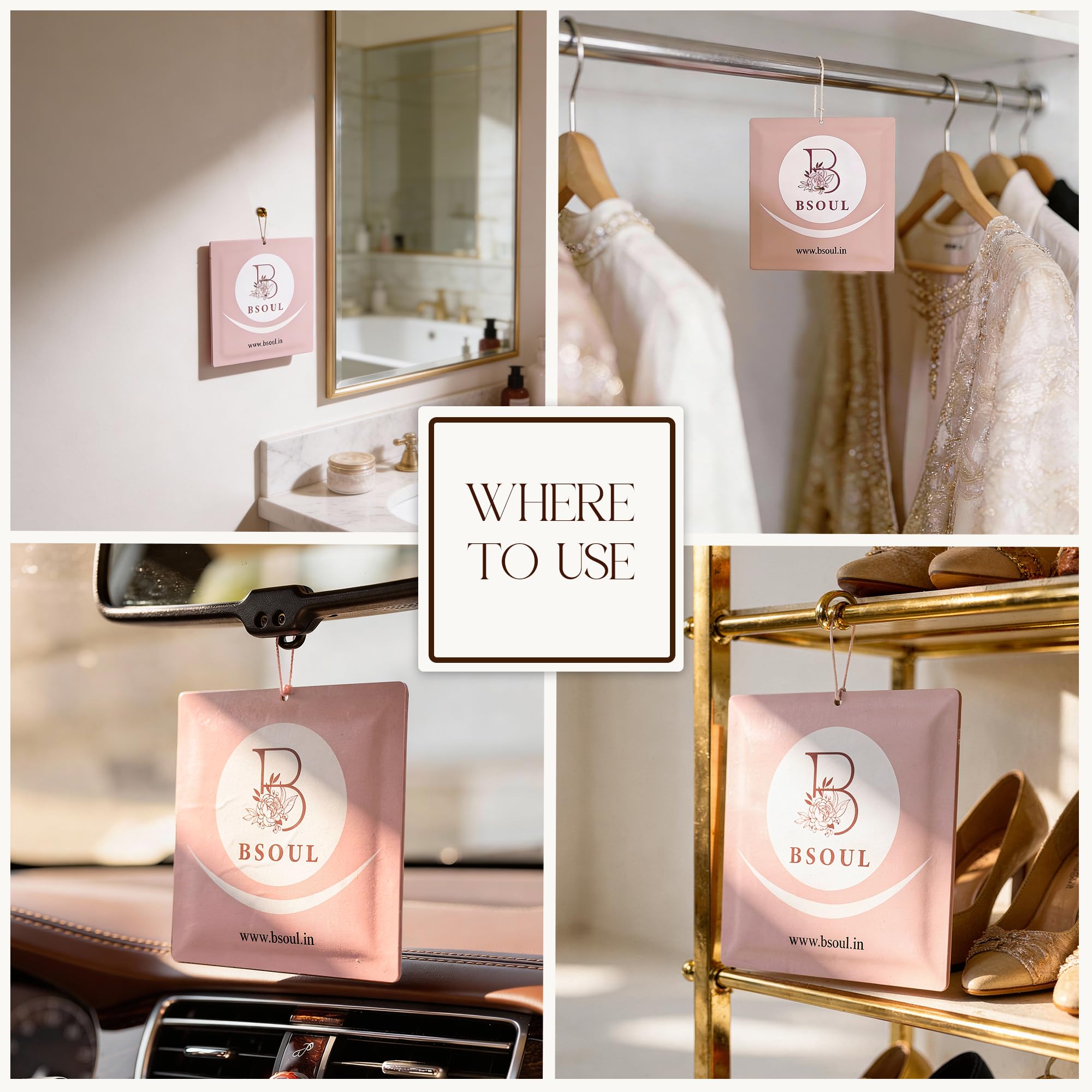 BSOUL Gel Pocket Bathroom Air Freshener Pack of 2 | 3 Pcs Each (6×10g) | Toilet & Room Odor Remover | Lasts Up to 30 Days Fragrance 2