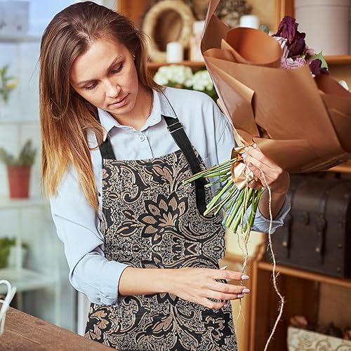 Miniatura 6 de Britimes Delantal de cocina para el hogar, cocina, horneado, jardinería, para mujeres y hombres, con bolsillos, beige, abstracto, textura en