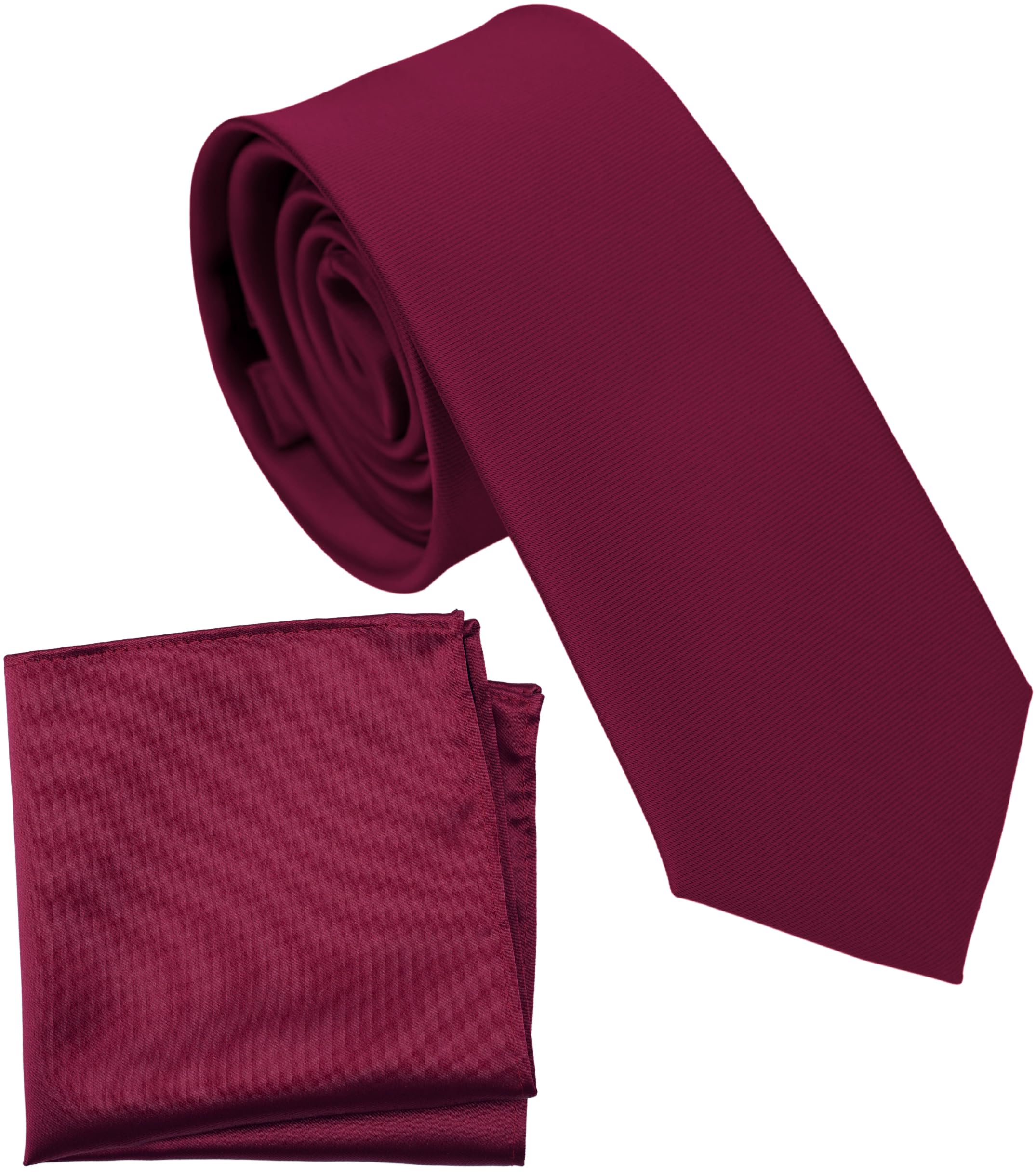Boy's Solid Tie with Pocket Square Set, Regular Necktie for Children and Kids, Self-Tied