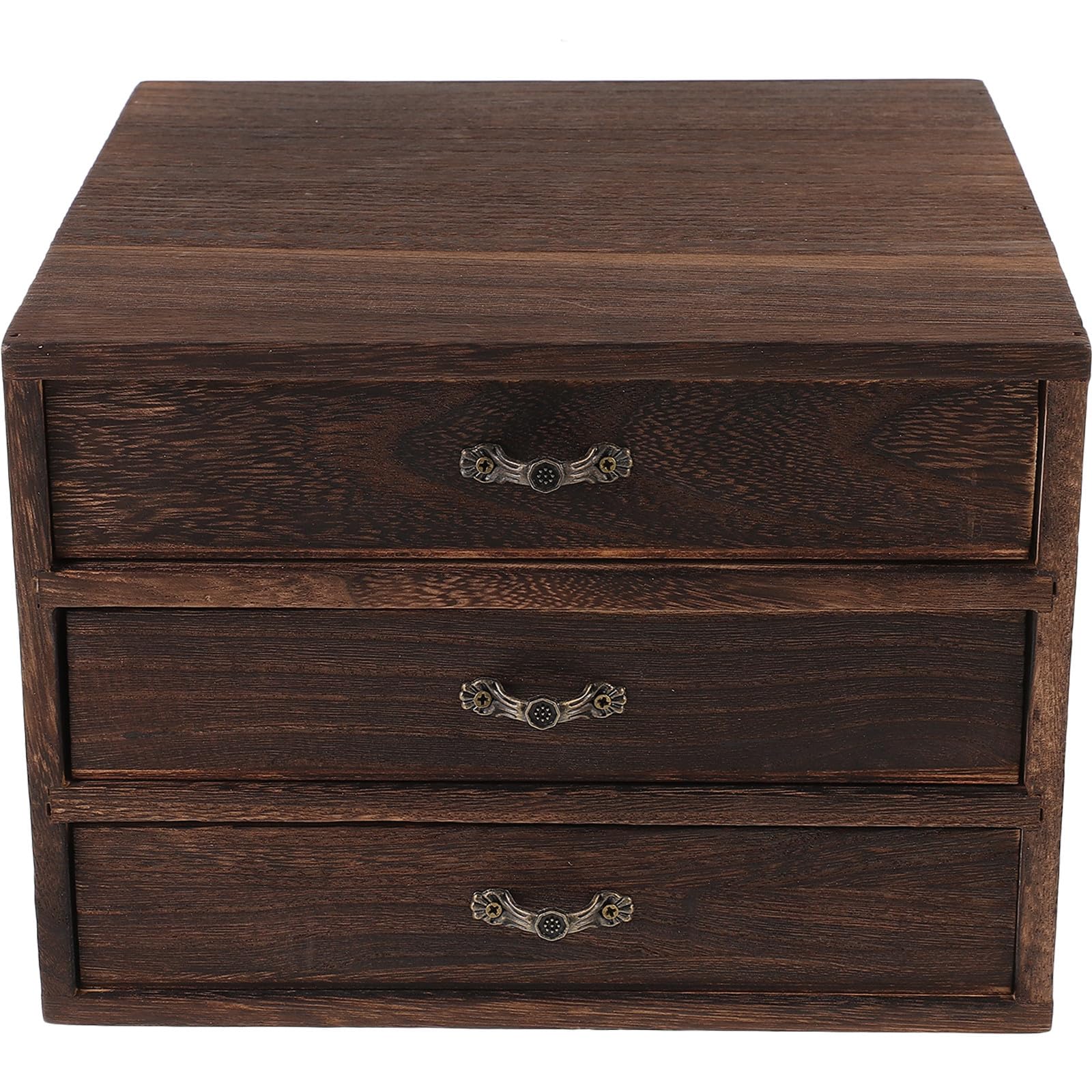 Cassettino in Legno Vintage per Scrivania, Organizer a Tre Livelli