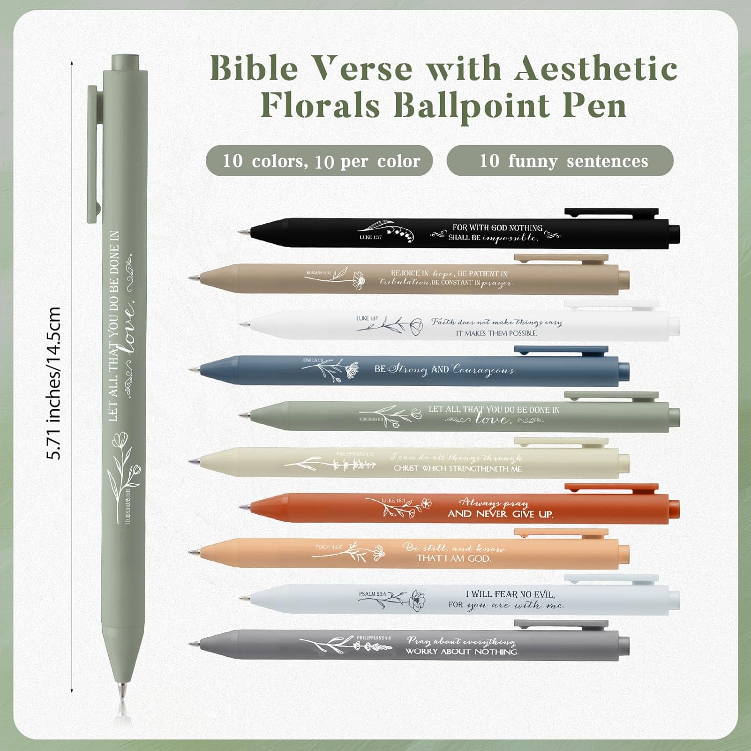 Sayglossy 100 Pcs Scripture Ballpoint Pens Christian Gifts Bulk Party Favors for Church Office Sunday School Bible Study Supplies Birthday Religious Inspirational First Communion (Boho)