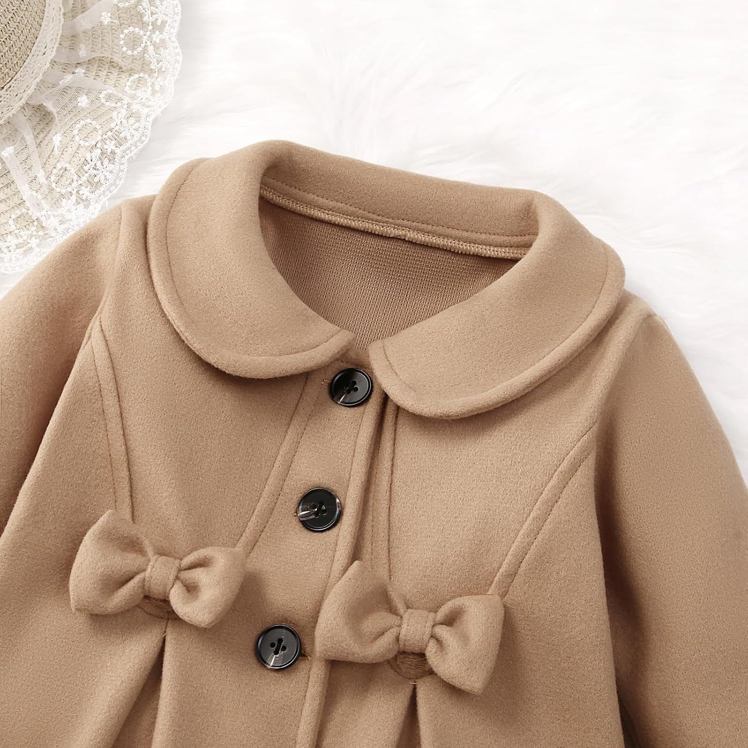 Toddler Baby Girl Dress Coat Lapel Button Jackets Clothes Long Sleeve Solid Color Fall Winter Outfit - Image 5
