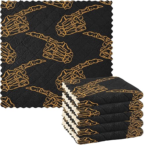 Halloween Orange Skeleton Hand Set of 6 Quick Dry Microfiber Dish Towels for Kitchen Print Cotton Cooking Towels for Countertop Coffee disponible en Yaxa El Salvador