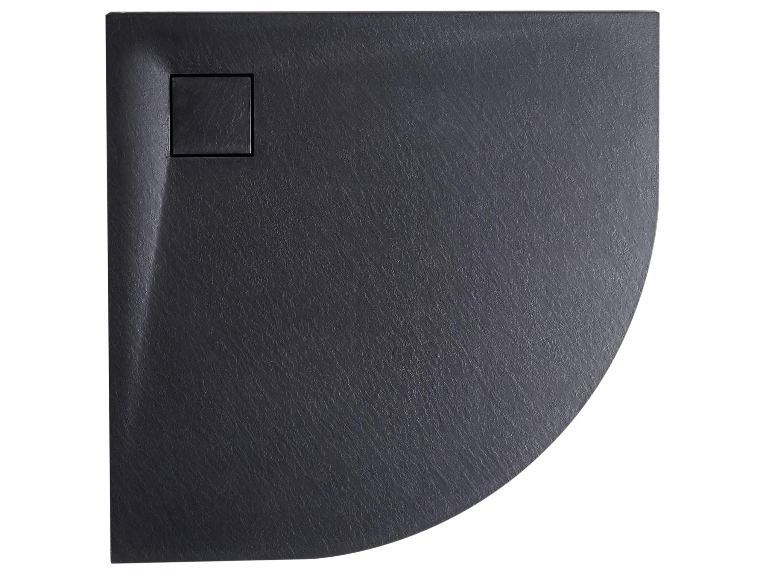 Brodzik prysznicowy z syfonem z materiały SMC czarny efekt naturalnego kamienia 80 x 80 x 3 cm Paron