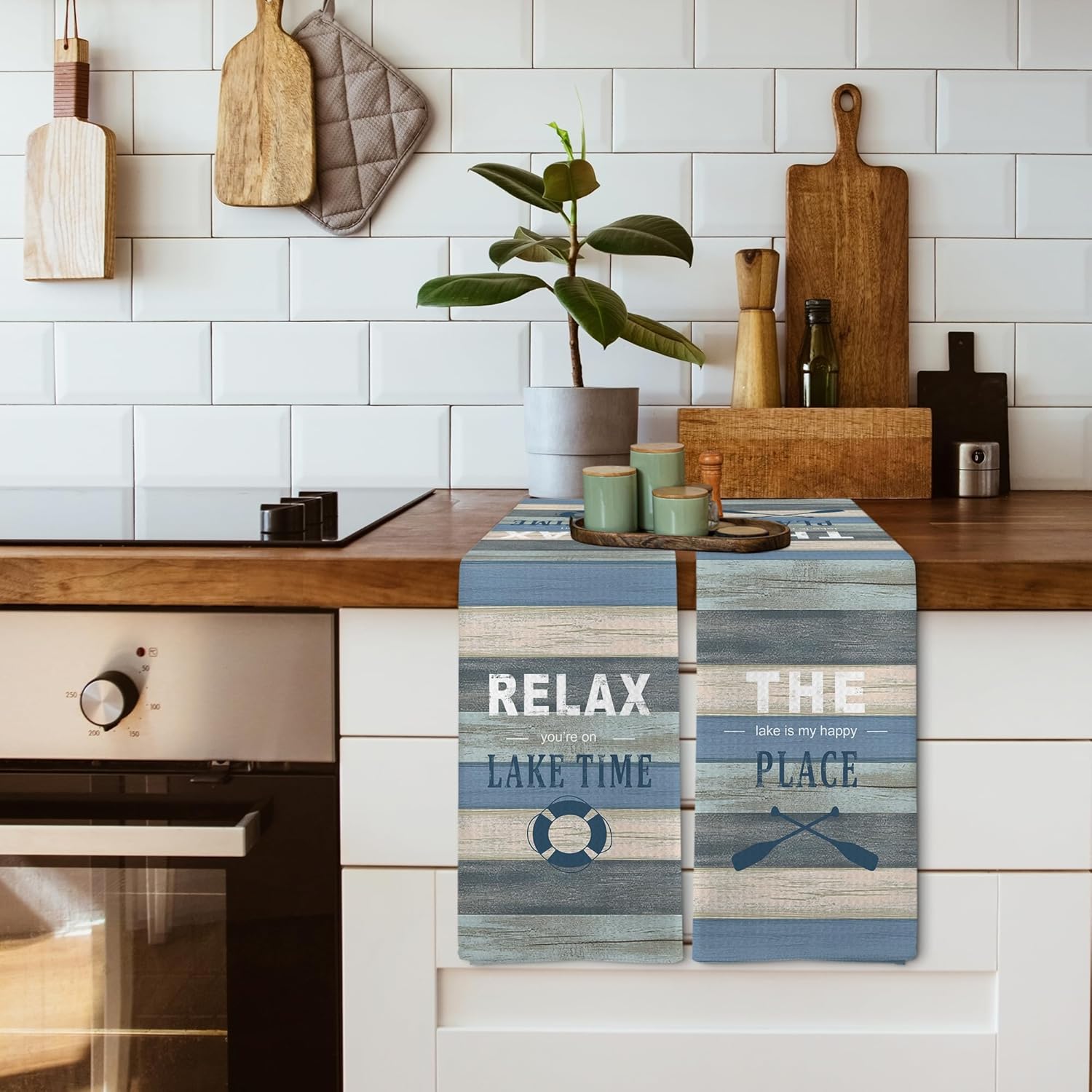 Funny Rustic Lake Boat Bathroom Hand Towels Sets of 2, Lake House Life Camper Decor Gifts for the Home, Summer Lakehouse Nautical Camping Decor Kitchen Dish Tea Towels for Kitchen, 16x24 Inch - Image 5