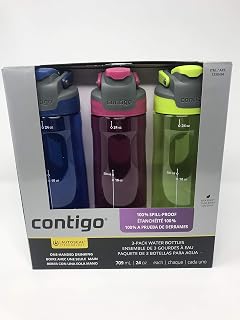Paquete de 3 botellas de agua Auto Seal (azul, rosa, verde)