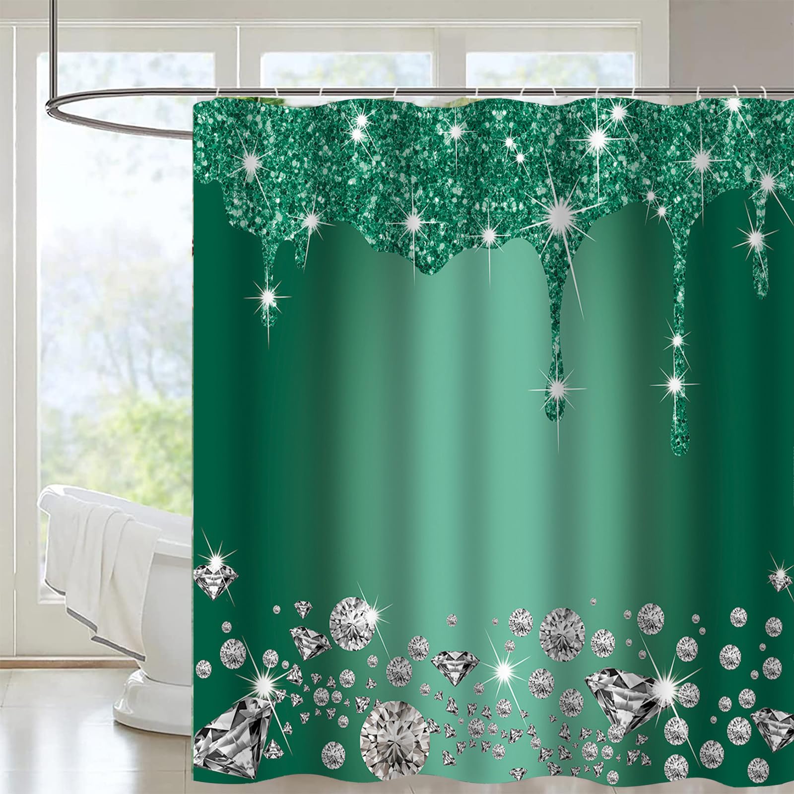 FAIRYGATE Extra Breite Vorhänge Duschvorhang 180x180 Antischimmel Duschvorhänge Wasserdicht Polyester Textile Stoffe Waschbar Bad Vorhang Shower Curtains mit 12 Duschvorhangringen B8308