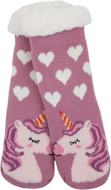 Atino Girls Chunky Knit Unicorn Slipper Socks 10-2