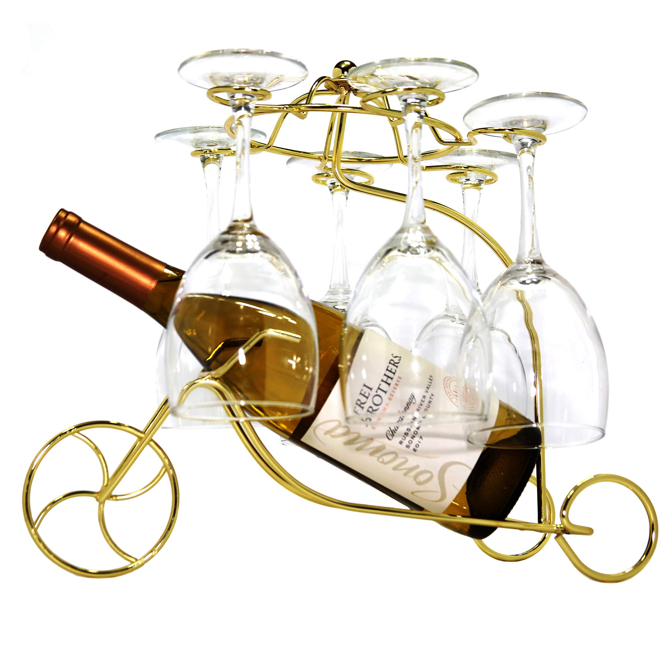 Buy Best In Class Table Top Wine Rack & Glass Holder Vintage Bicycle