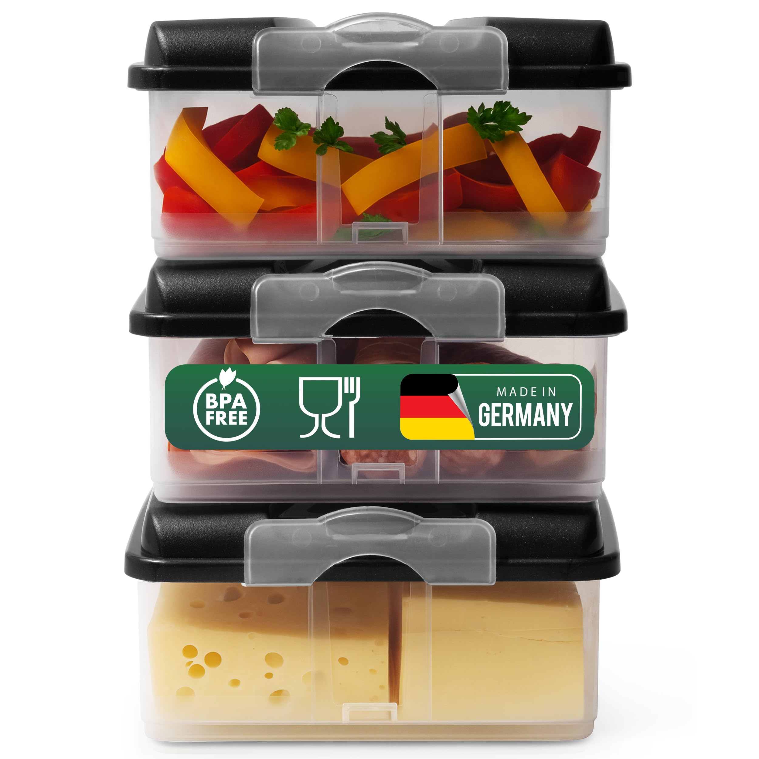 Novaliv 3x Frischhaltedosen groß mit 3x Deckel, stapelbar für Kühlschrank & Gefrierfach, Vorratsdosen Set Aufbewahrungsbox Organizer, für Aufschnitt Wurst Käse Obst Gemüse, Meal-Prep Dosen Box Küche, Haushalt & Wohnen