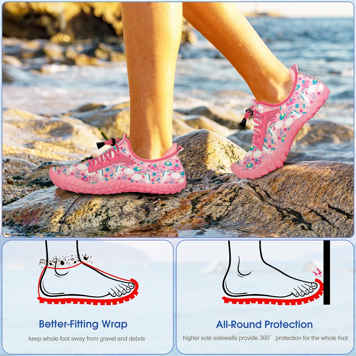 Built-in Heel Grips Water Shoes for Kids Girls Boys Hiking Wide Barefoot Swim Beach Pool Big Kid - Image 6