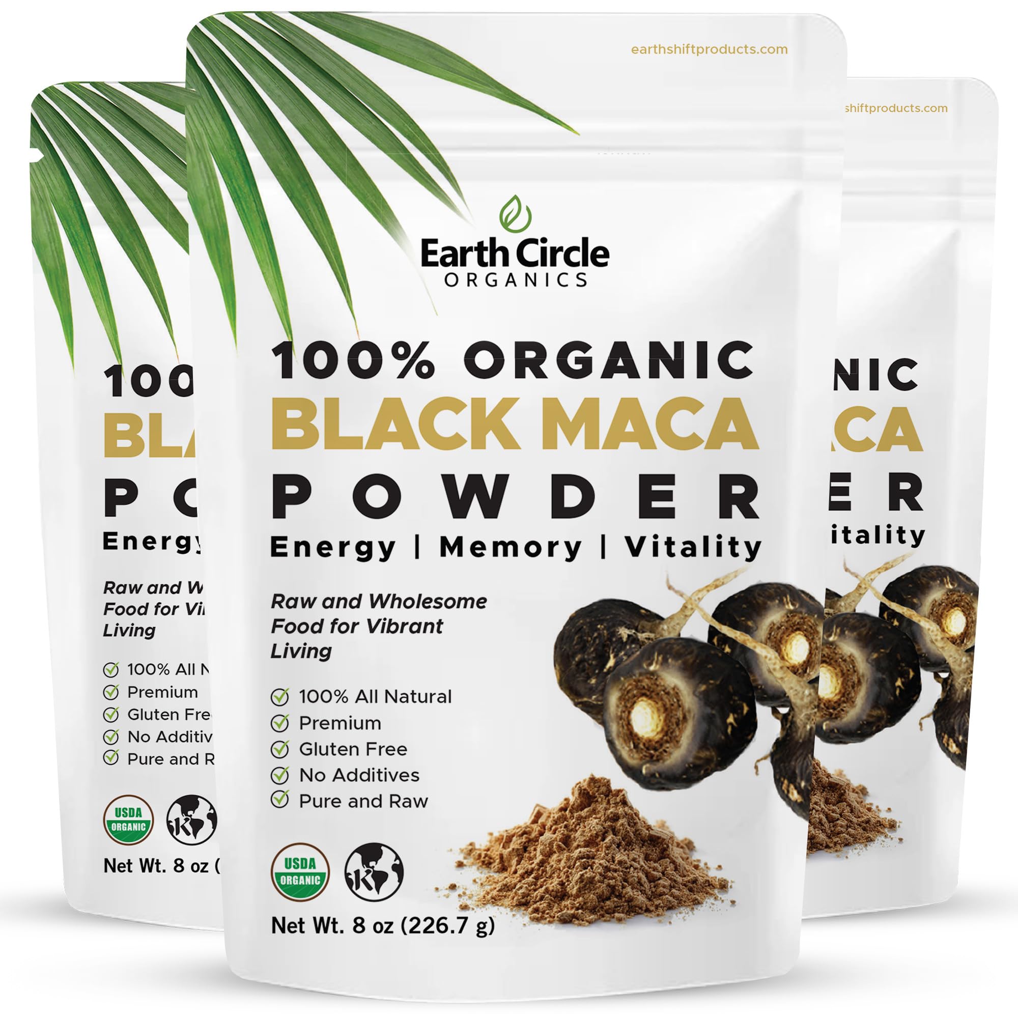 Earth Circle Organics Black Maca Powder 3-Pack