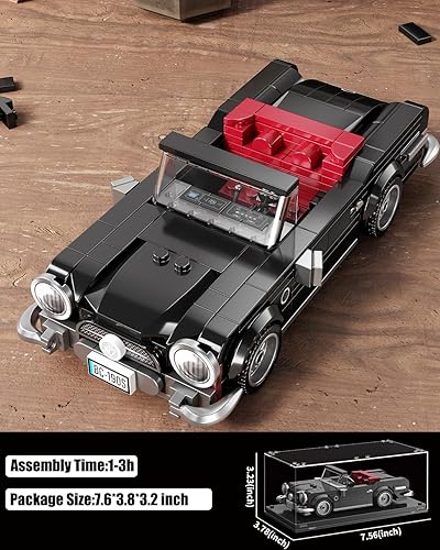 Miniatura 7 de Juego de bloques de construcción de autos súper deportivos con vitrina, kit de construcción de autos de carreras de velocidad, modelo coleccionable,