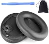 Almohadillas de repuesto WH-1000XM4, cubiertas de almohadillas compatibles con Sony WH-1000XM4 de diadema, con cuero proteico suave y espuma viscoelástica de aislamiento de ruido (Negro) 1