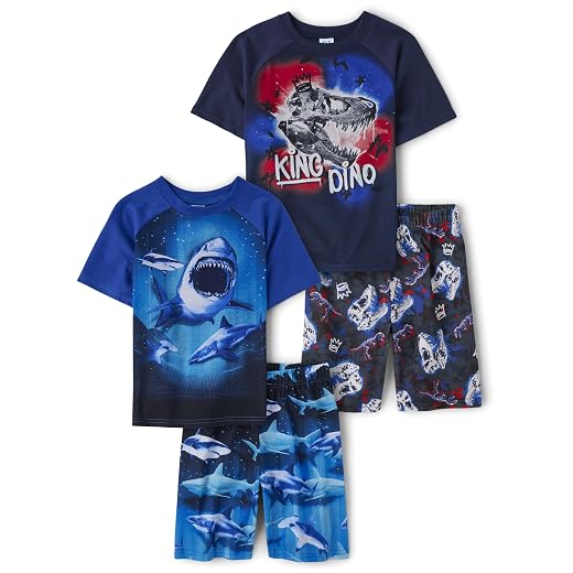The Children's Place boys Short Sleeve 2 Piece Pajama Set 2 Pack