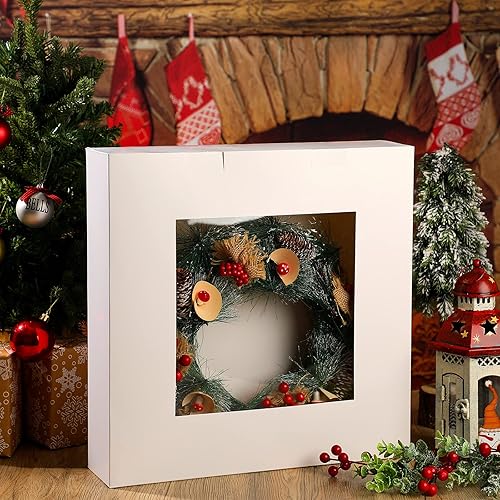 Miniatura 6 de 2 piezas de contenedor de almacenamiento de corona de Navidad, caja organizadora de adornos de Navidad con ventana transparente, caja de