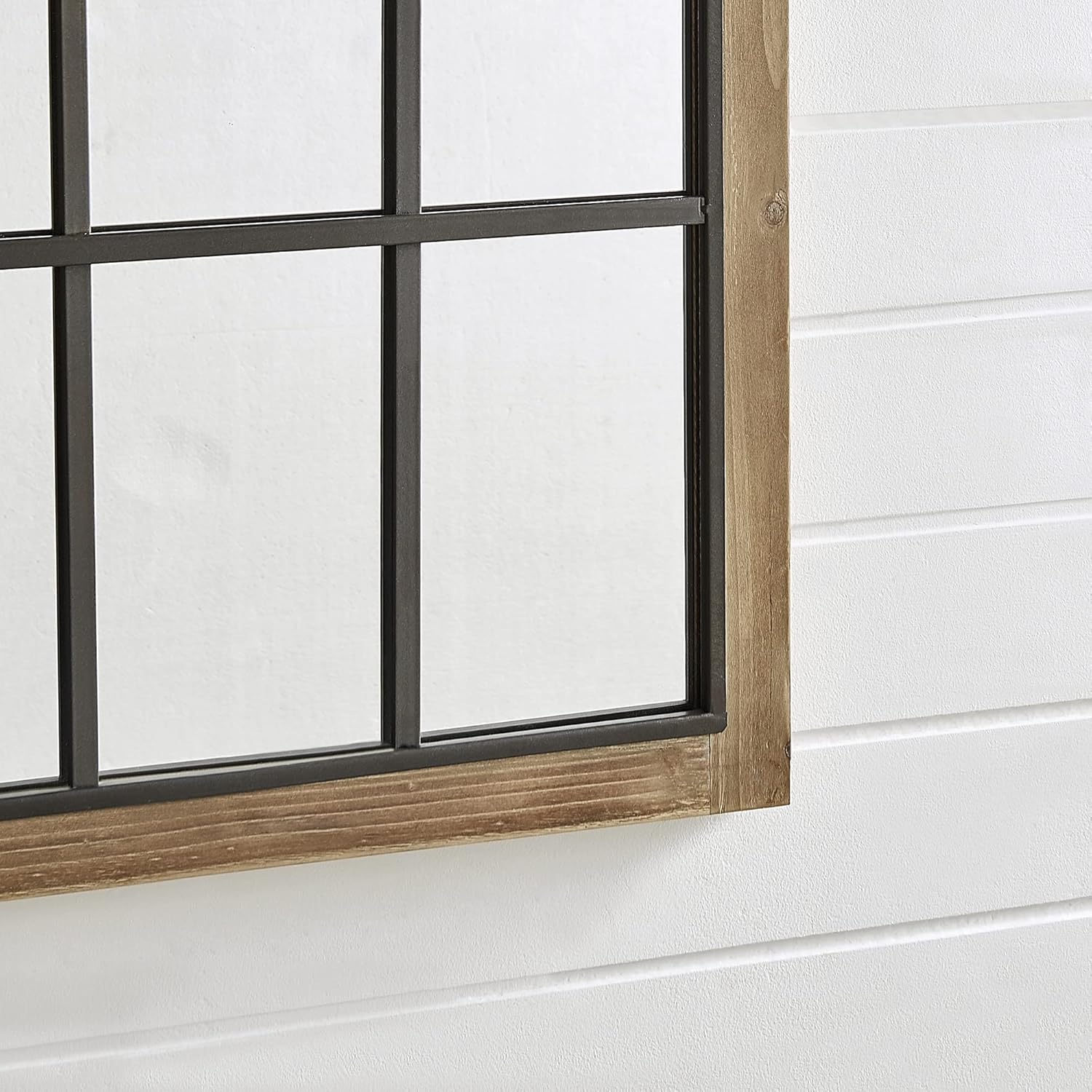 FirsTime & Co. Grandview Arched Window Wall Mount Mirror, 37.5"H x 24"W, Weathered Brown