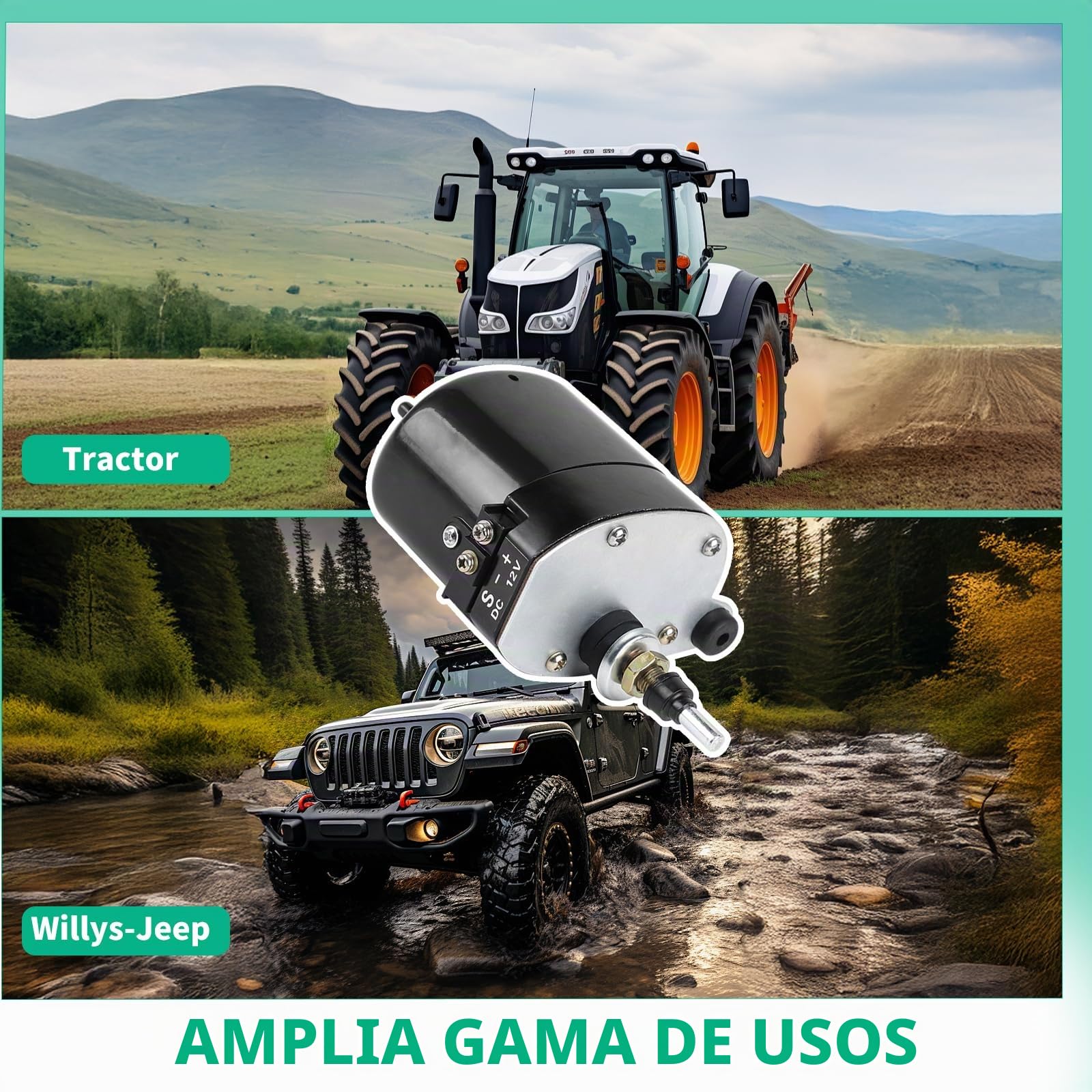 SWAWIS Motor Limpiaparabrisas Universal 12V con Brazo y Escobilla 105° de Barrido Compatible con Tractores, Jeeps y Otros Vehículos