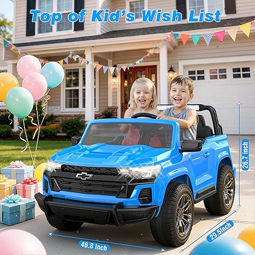 Miniatura 6 de Chevrolet Colorado - Auto eléctrico de 24 V y 2 plazas, con control remoto, 4 motores de 200 W, 4WD/2WD, almacenamiento trasero, música, juguetes