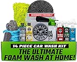 Chemical Guys Car Wash Kit 14-Pc Arsenal Builder - with Foam Blaster, Wash Bucket, Towels, Applicators, and 16 oz Soaps, Waxes, and Cleaners - Complete Car Detailing Gift Set, Works with Garden Hose