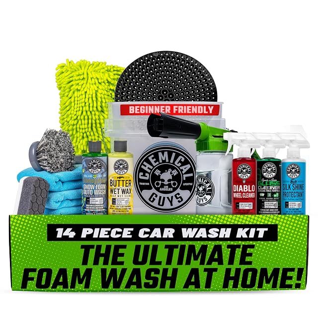 Chemical Guys Car Wash Kit 14-Pc Arsenal Builder - with Foam Blaster Wash Bucket Towels Applicators and 16